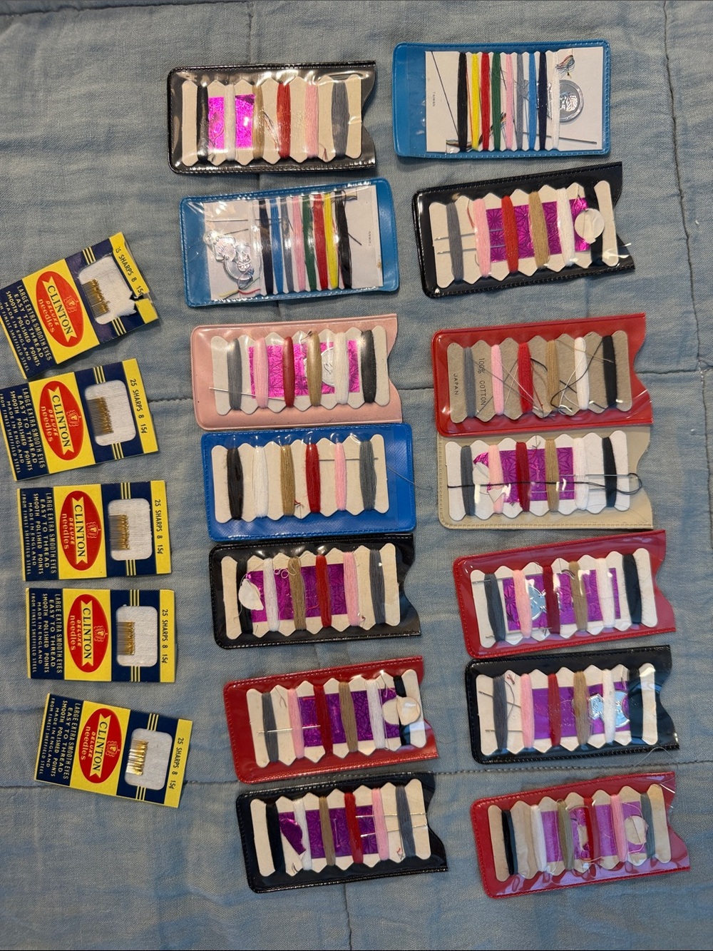 Vintage Assorted Sewing Thread Needle Kits and Clinton Deluxe Needles